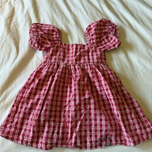 Janie and Jack Red Heart Checkered Dress